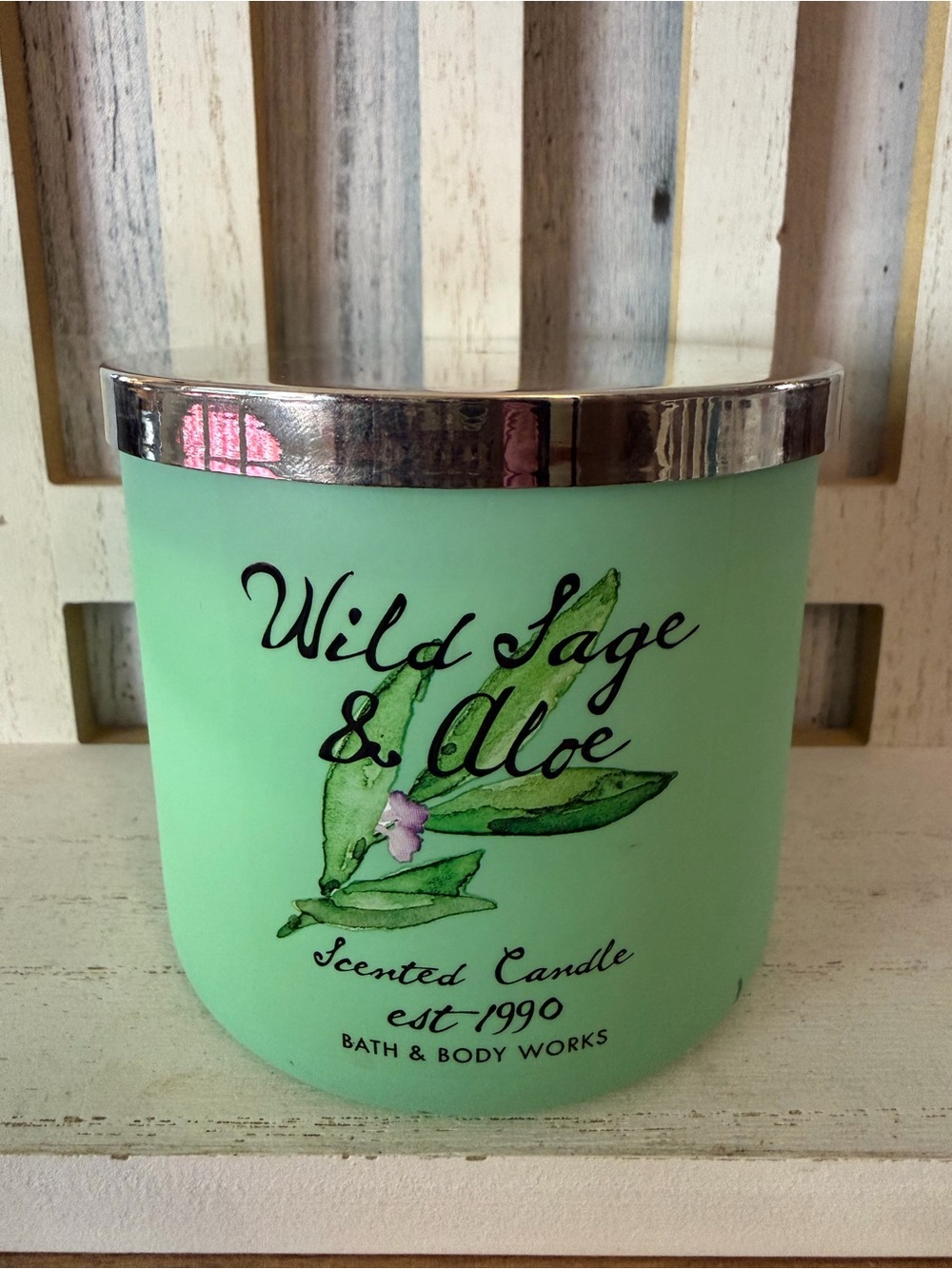 Bath & Body Works WILD SAGE & ALOE Scented 3-Wick Candle 14.5 oz./411 g Rare